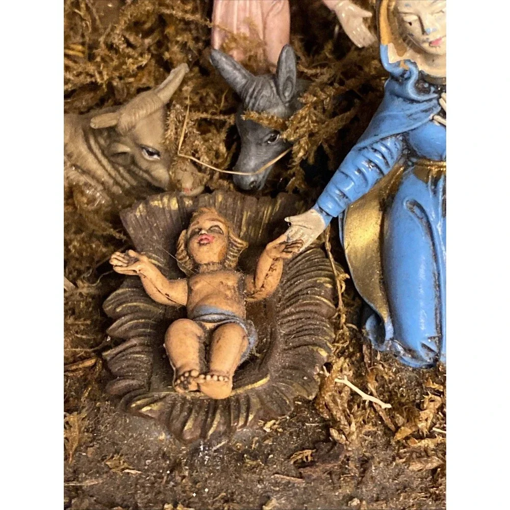 Vintage Italy Nativity Scene Set w/Manger Stationary Christmas Religion 1-piece